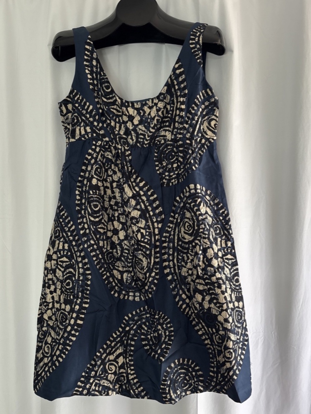 MICHAEL Michael Kors Size 8 Blue Silk Sleeveless Sun Dress Tribal Knee Length